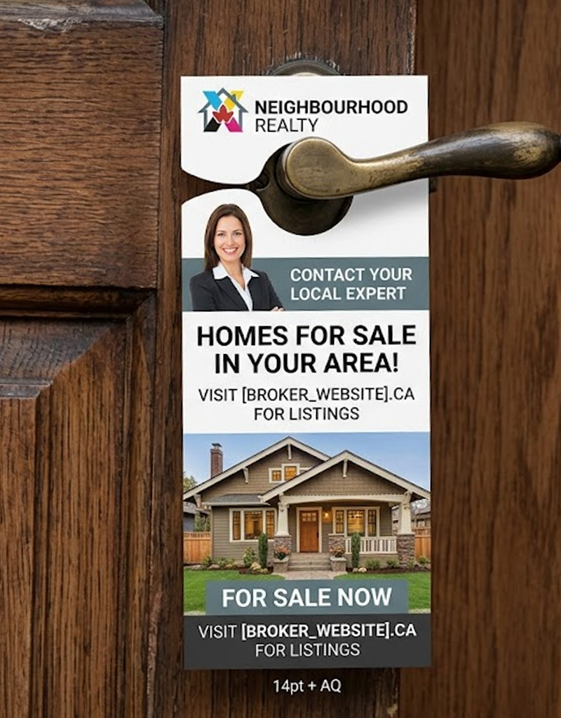 Door Hangers 14pt + AQ Professional Design Services & Printing online store Canada - Design X Print Canada www.xdesigner.ca