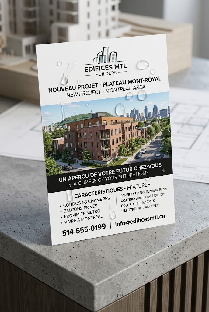 Postcards 16pt Tear Waterproof Stock Durable Professional Design Services & Printing online store Canada - Design X Print Canada www.xdesigner.ca