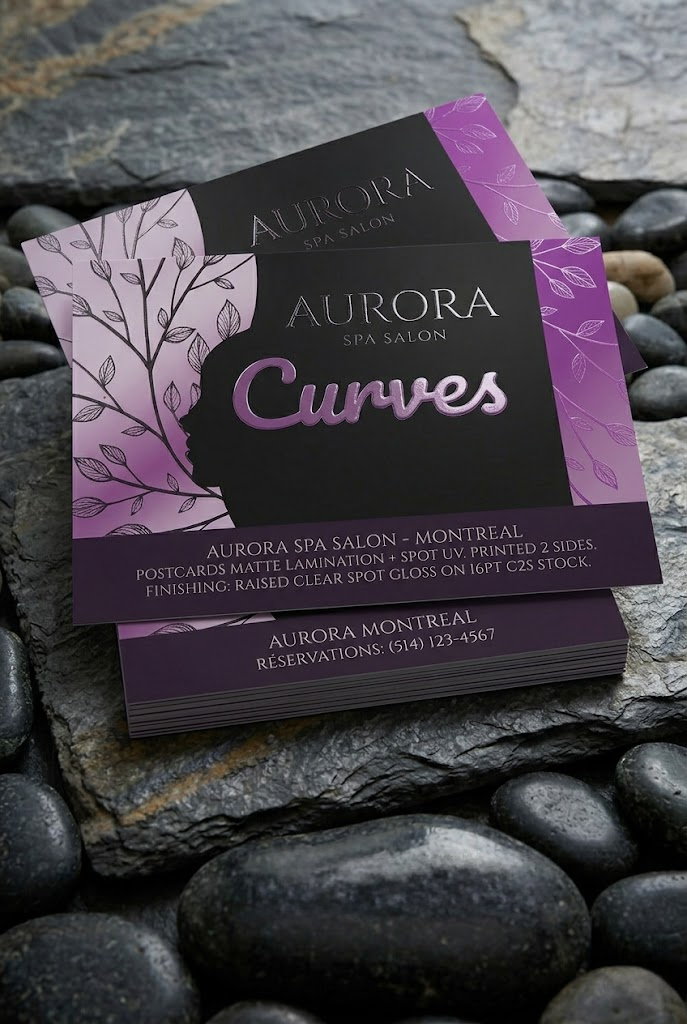 Postcards Matte Lamination + SPOT UV Professional Design Services & Printing online store Canada - Design X Print Canada www.xdesigner.ca