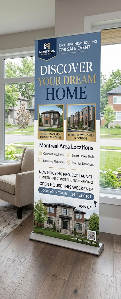 Pull Up Banners 33x81-13oz Matte Vinyl Professional Design Services & Printing online store Canada - Design X Print Canada www.xdesigner.ca