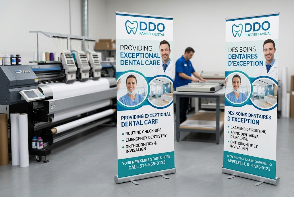 Pull Up Banners 33x81-Double Sided Printed - 13oz Matte Vinyl Premium Professional Design Services & Printing online store Canada - Design X Print Canada www.xdesigner.ca