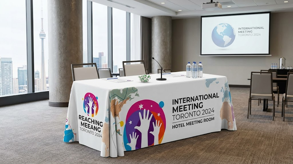 Table Covers 6 ft Table - 170 GSM White Polyester Cloth Professional Design Services & Printing online store Canada - Design X Print Canada www.xdesigner.ca